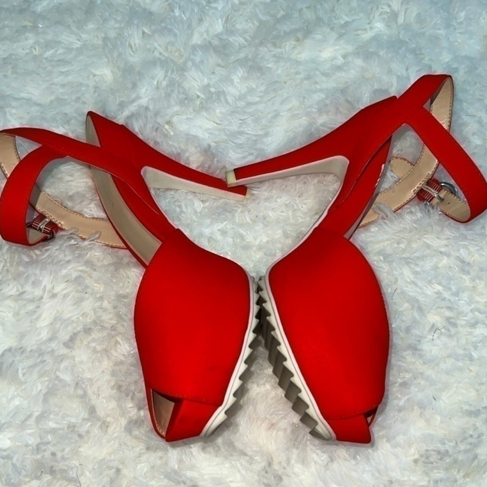 Nine West Vibrant Red Platform Heels​ - Picture 3 of 8